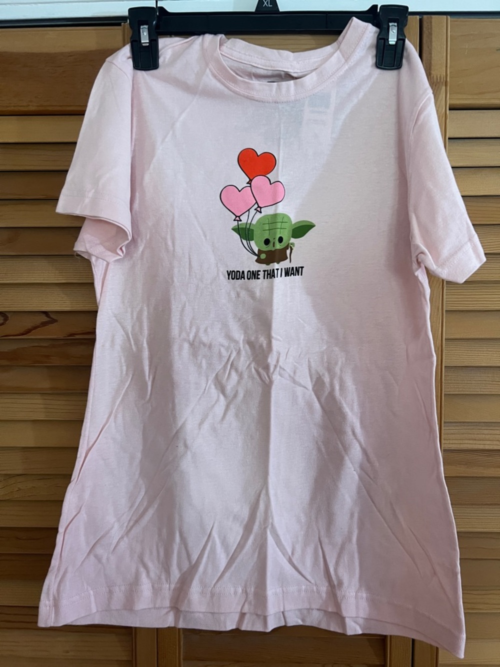 Disney Women’s/Kids Light Pink Yoda Heart Balloons Graphic Tee